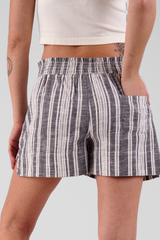 Daisy Multi Stripe Brushed Ethical-Cotton Shorts - Dusty Blue