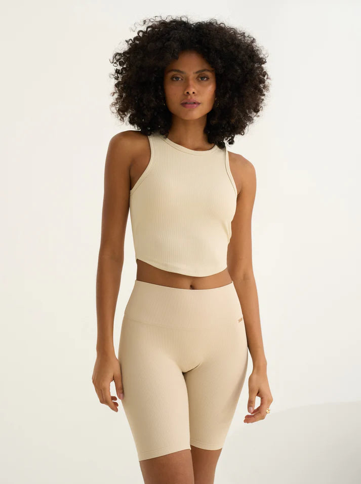Balma Ribbed Biker Shorts Cream