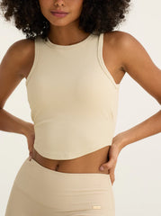 Alma Ribbed Racerback Top Cream