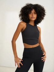 Alma Ribbed Racerback Top Black