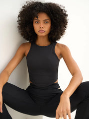 Alma Ribbed Racerback Top Black