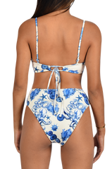 Bruna High Rise Premium Bikini Bottom Blue and White