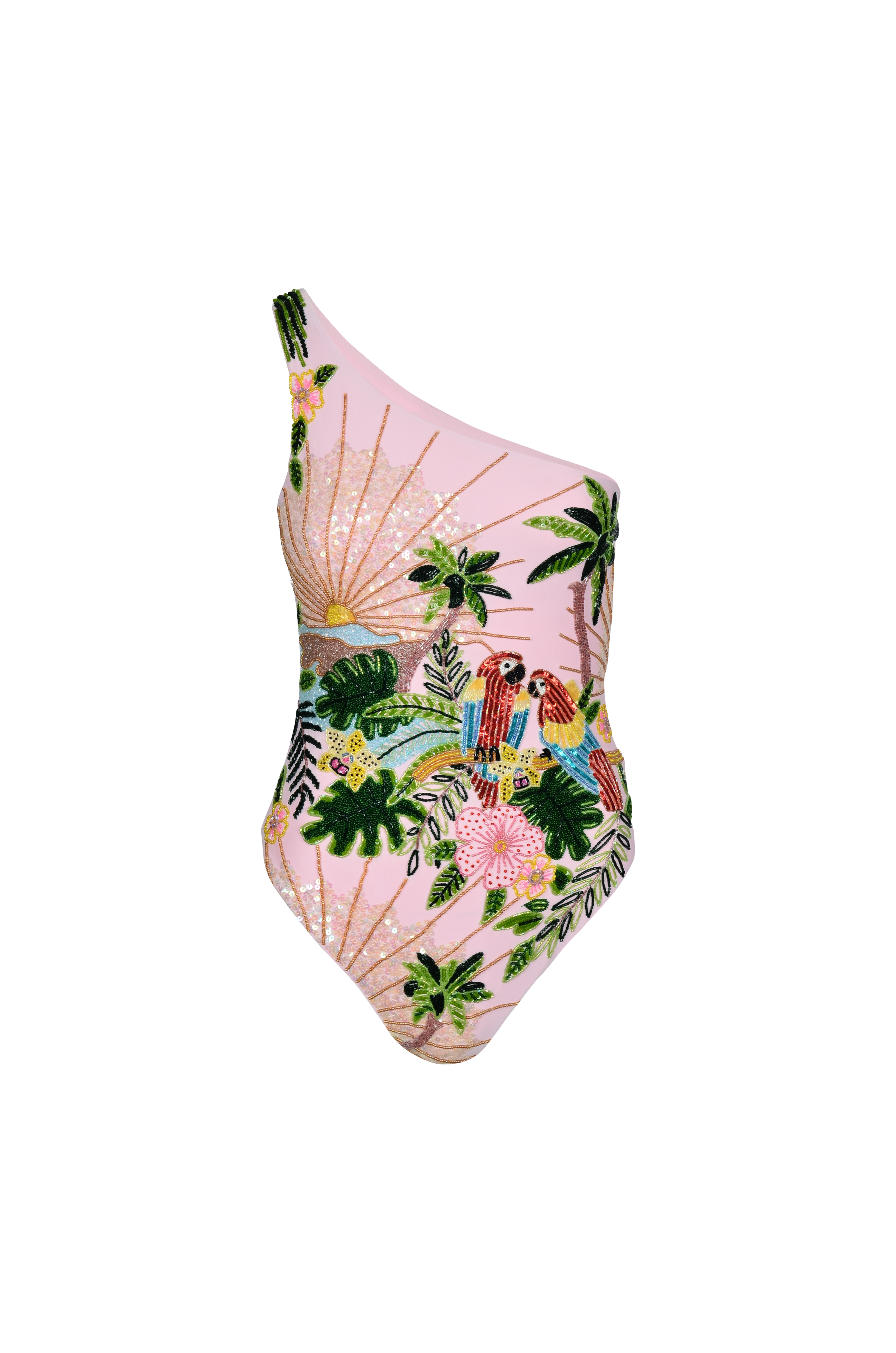 Paisley One Shoulder Luxe Swimsuit Pink
