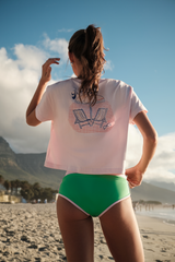 "A LA PLAGE" CROPPED T-SHIRT - CANDY PINK