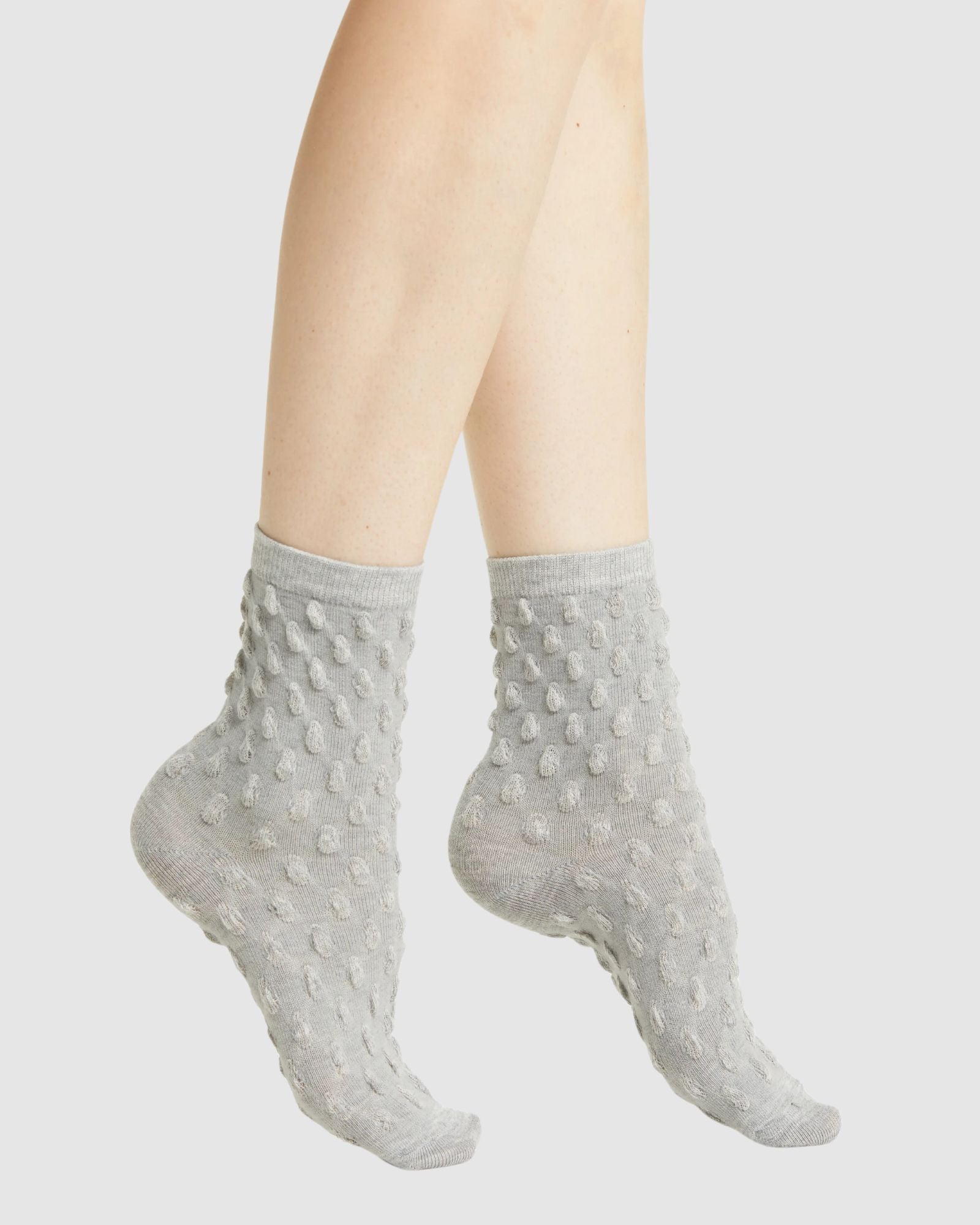 Waffle Combed Cotton Socks - Grey