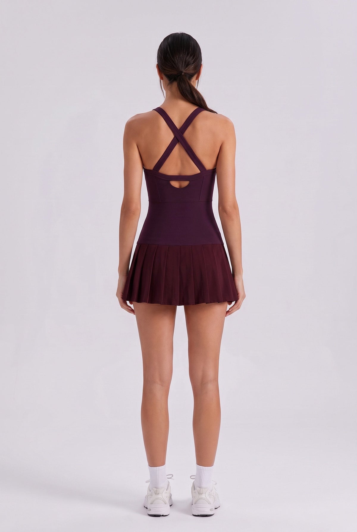 ELLA Scoop Neck Pleated Padel Dress