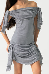 Chloe Dress in Black and White Striped Cotton