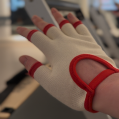 LIGN Cream & Red Grip Gloves