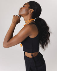 Drebulė: Black Cotton Crop Top