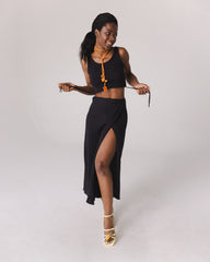 Šatrija: Black Cotton Wrap Skirt