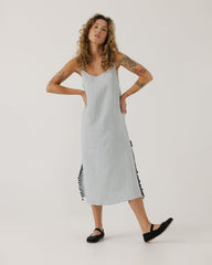 Aguonos: Dew & Black Linen Dress