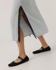 Aguonos: Dew & Black Linen Dress