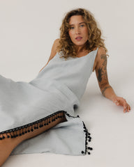 Aguonos: Dew & Black Linen Dress