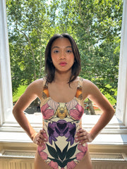 Retro Floral Swimsuit Mirror Blossom - One Piece