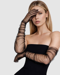 Katherine Ruched Tulle Gloves