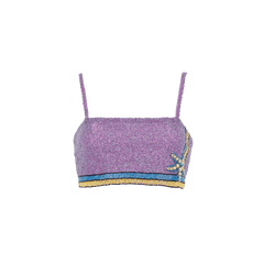 Monni Co-Ord Hand Embroidered Crystal Top Only - Purple