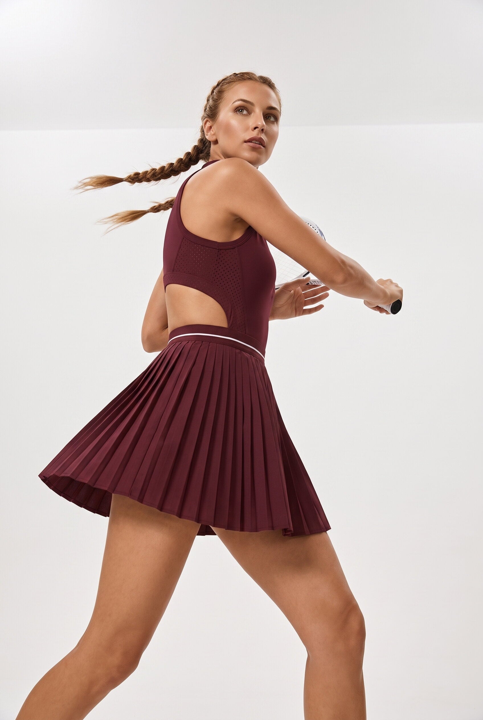 GAIA Zip Collar Pleated Padel Dress