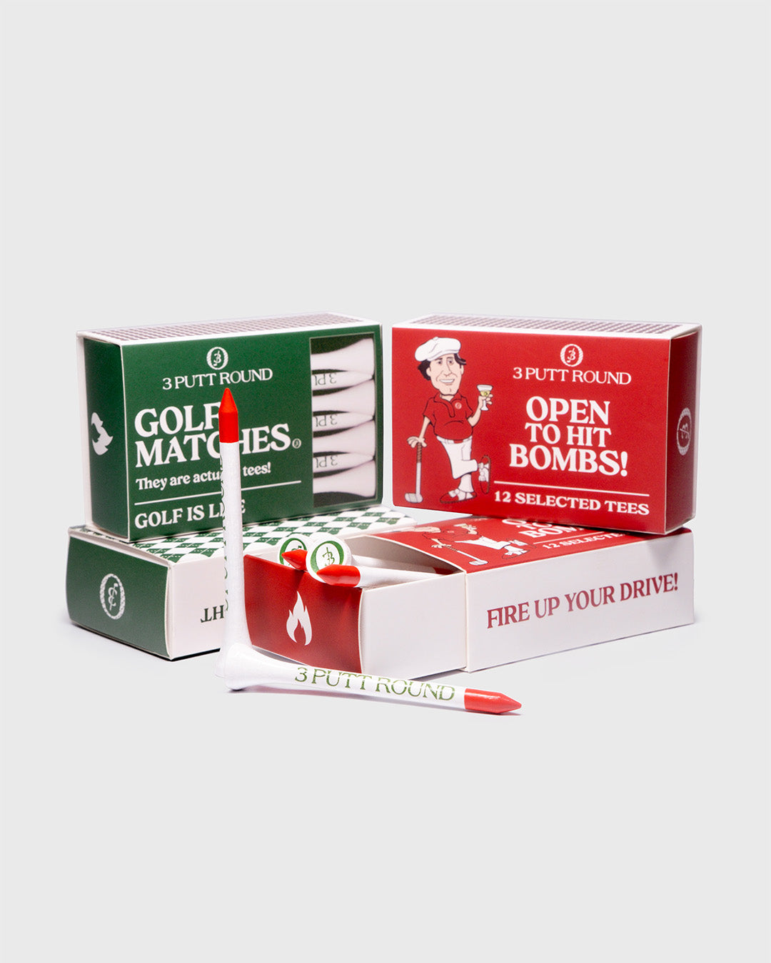 SET of 4 GOLF TEE MATCHES