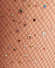 Glitter Fishnet Tights - Tan