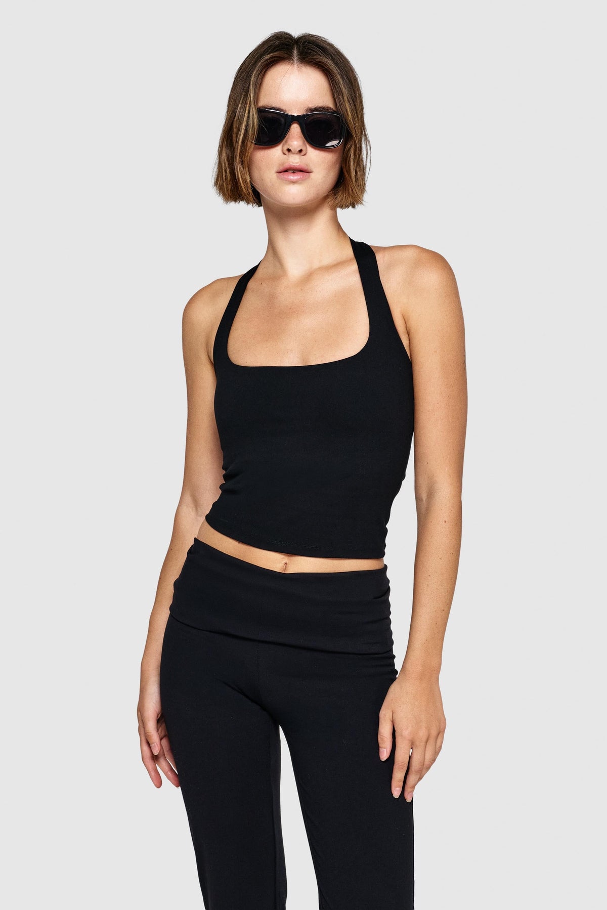 HALTER TRIO LONG BRA - CHARCOAL