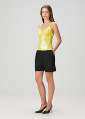 Yellow Sequin Strap Top