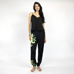 Silk Dreamscape Pyjama Pants Black Flower