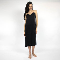 Silk Dreamscape Long Slip Dress Black