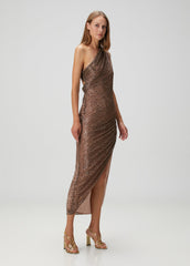 Leopard Asymmetric Backless Dress