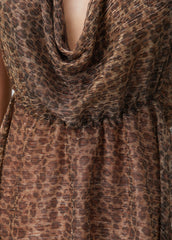 Leopard Neck Tie Mini Dress