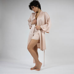 Silk Dreamscape Short Kimono Robe