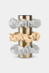 Large Silk Scrunchie Ivory / Caramel