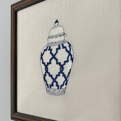 Ginger Jars Set of 4 Embroidered Artwork