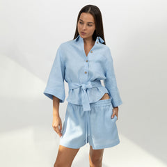 Blue Heavy Linen Shorts Perfect Days
