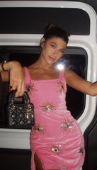 Callie Luxury Embellished Party Dress Pink