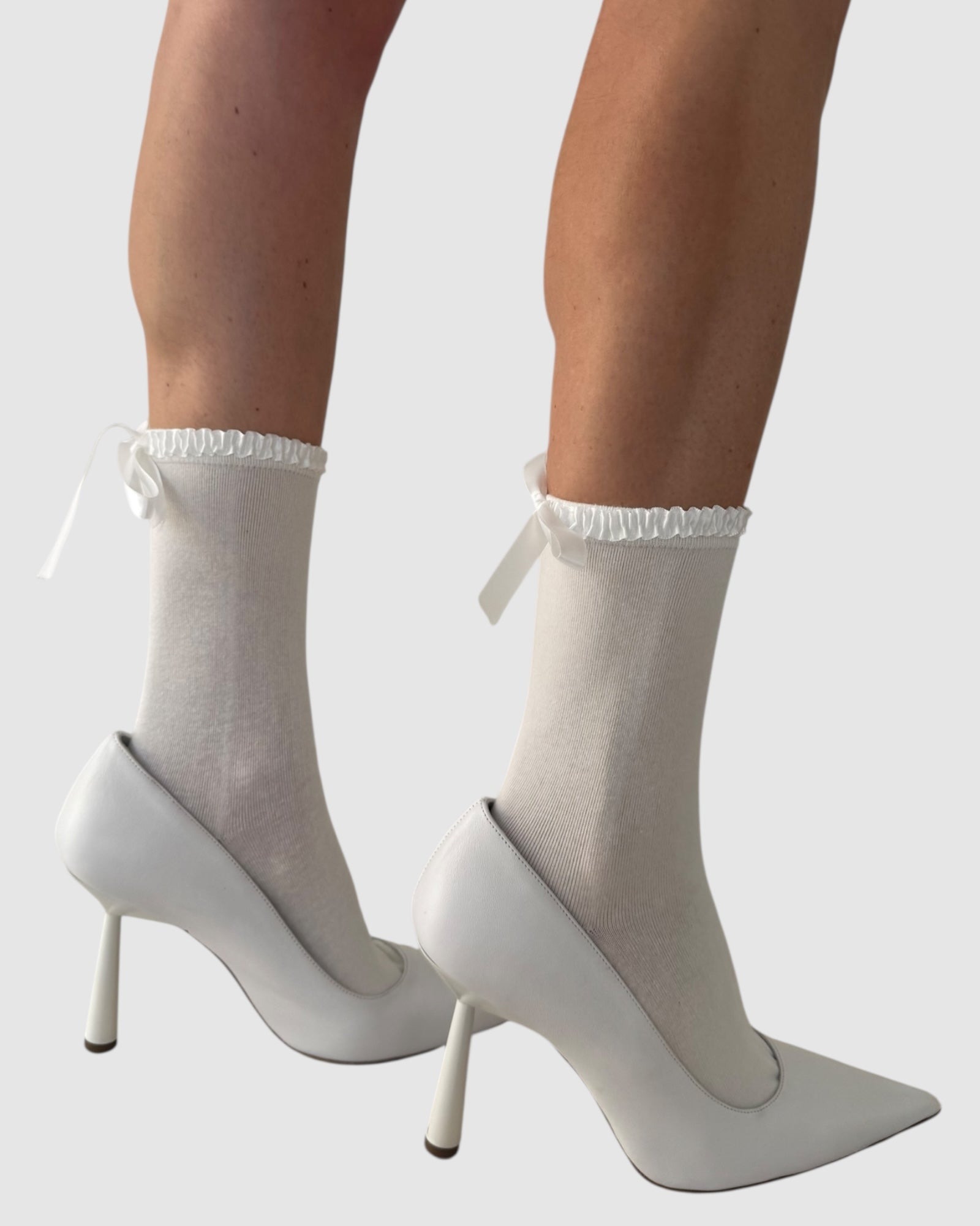 Lara Satin Trim Cotton Socks - 2 Pairs