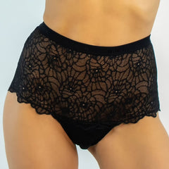 Born in Ukraine High Waist Lace Briefs Black