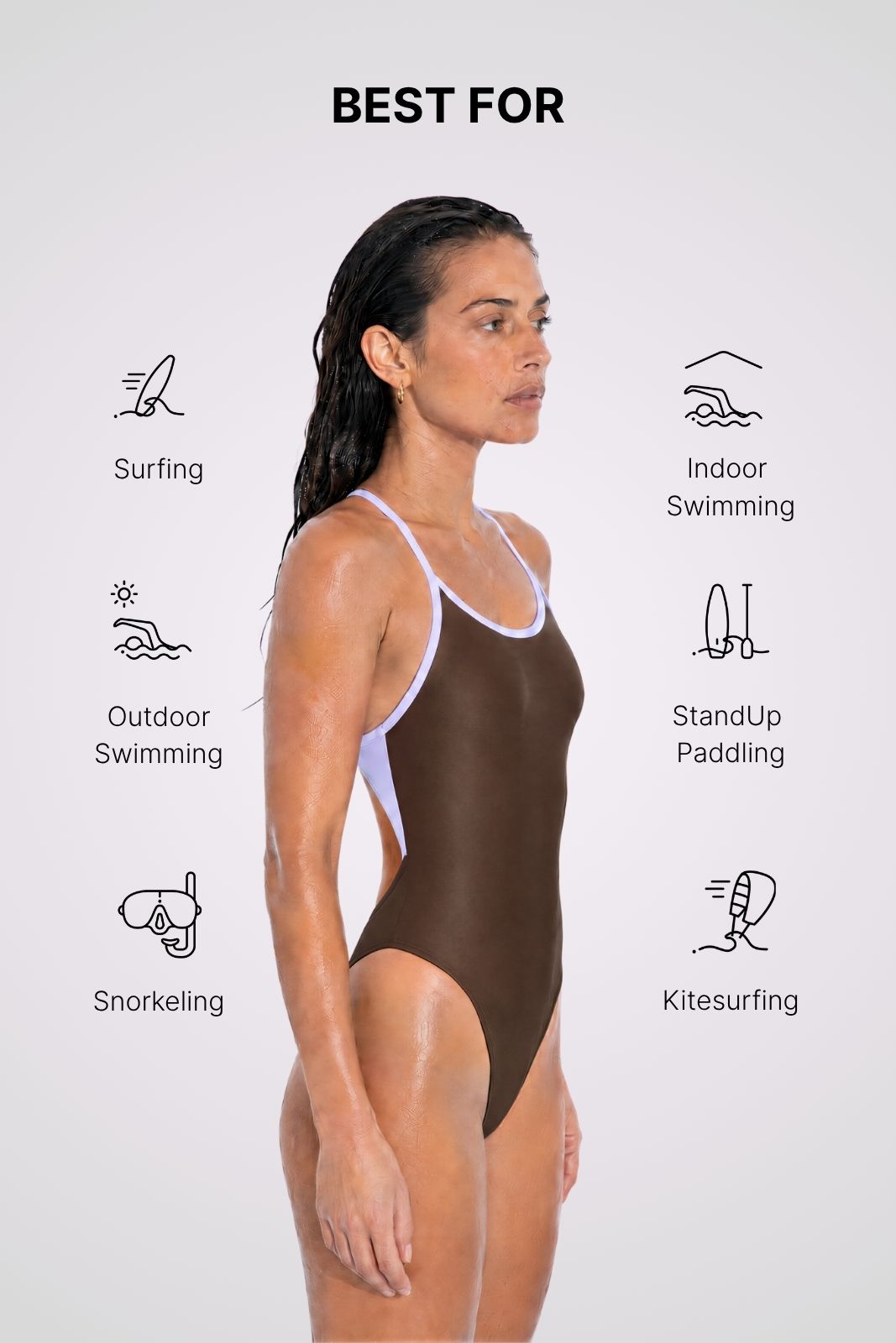 Liberty Racerback Swimsuit ― Coffee / Lilac