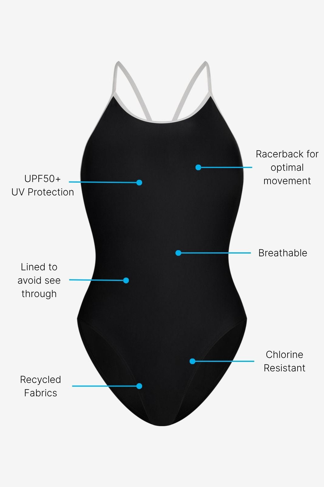 Racerback Swimsuit High Cut ― Black