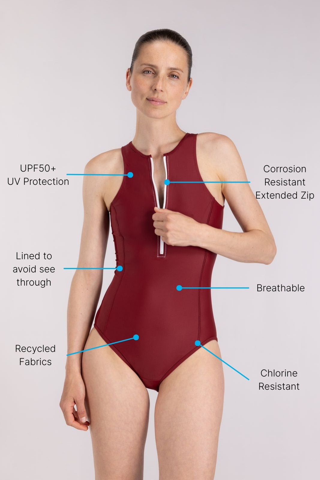 Yemaya One Piece Swimsuit Full Coverage ― Red