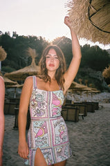 Talia Hand Beaded Multi-Coloured Crystal Party Dress in Stock