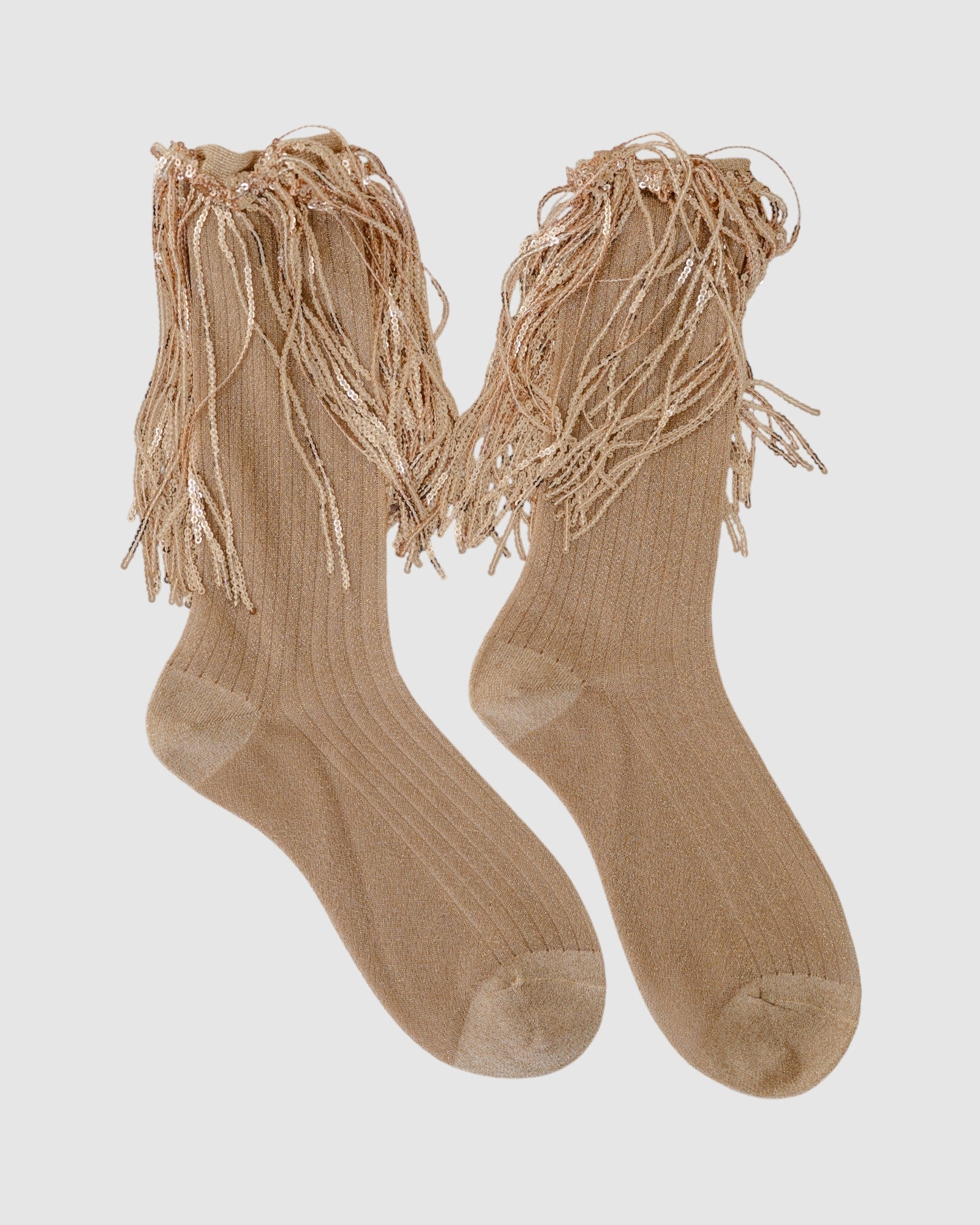 Stevie Metallic Lurex Socks With Glitter Fringe