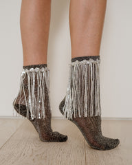 Stevie Metallic Lurex Socks With Glitter Fringe