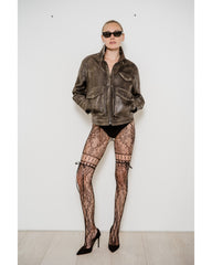 Chevonne Lace and Satin Fishnet Tights