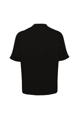 Linen Mandarin Half Neck Button Two Chest Pocket Shirt Black