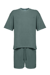 Cotton Casual T-Shirt & Short Set - Grey