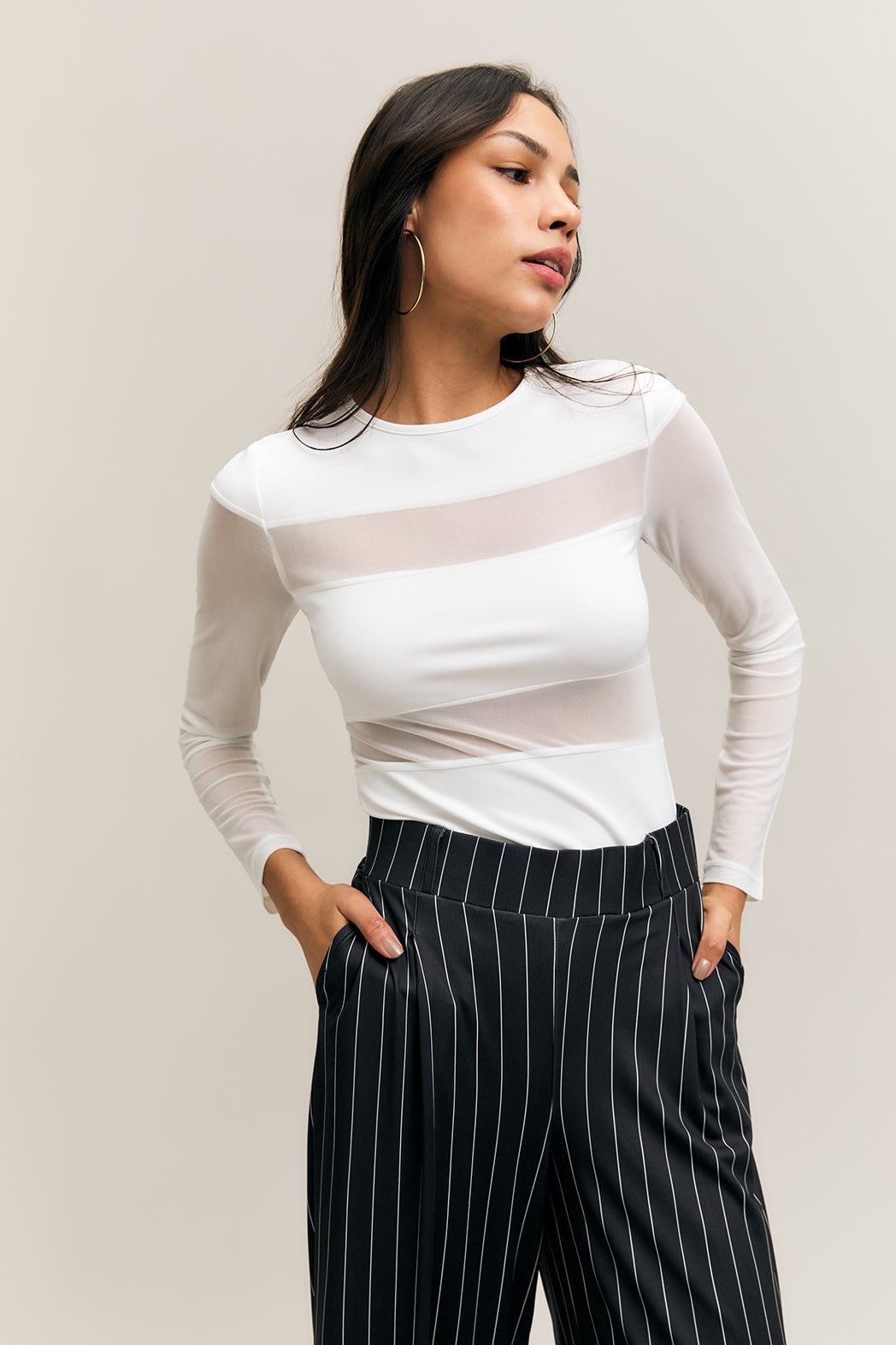 Veil Longsleeve Top White