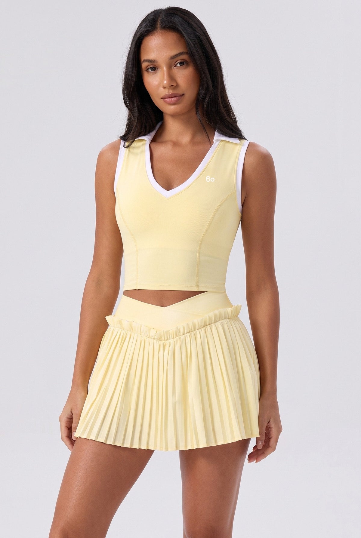 LUNA V-Neck Top & Pleated Skirt Set