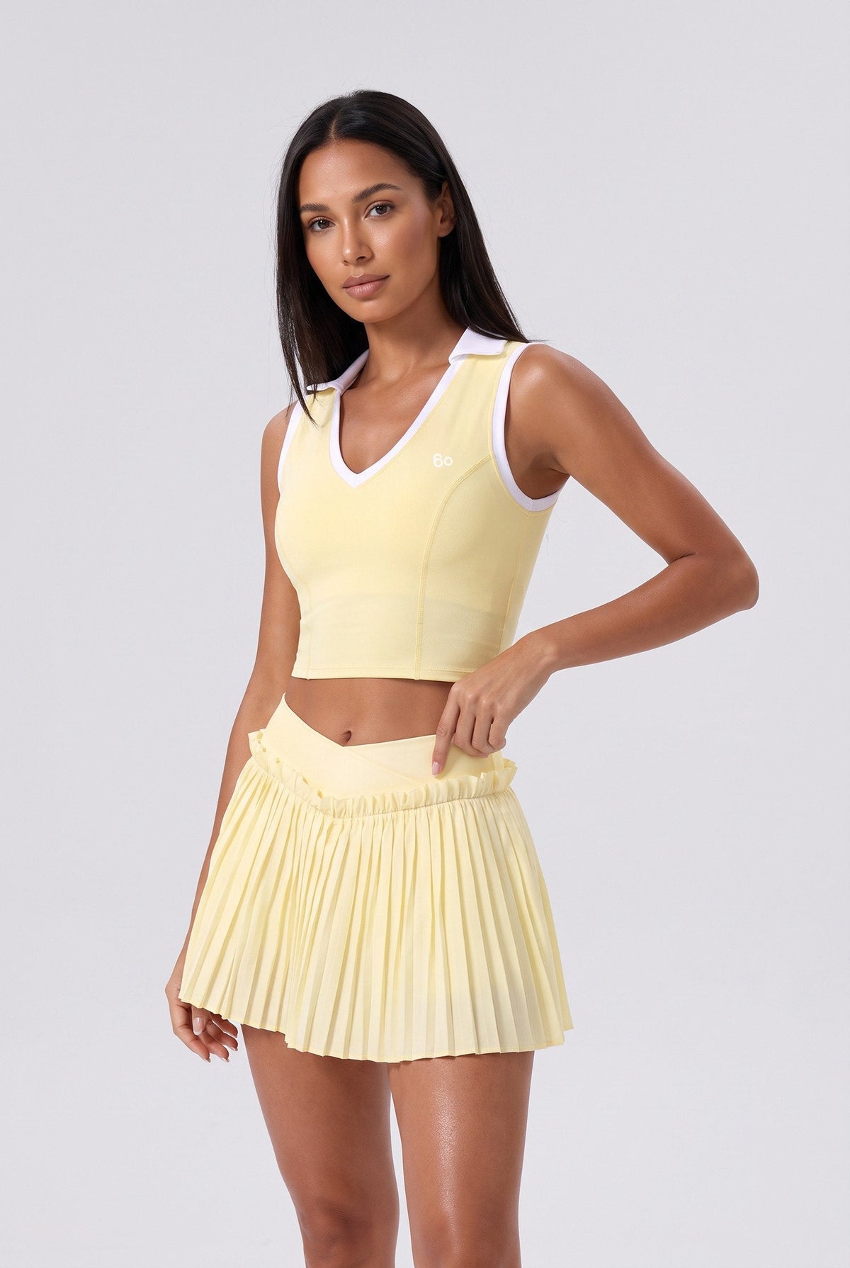 LUNA V-Neck Top & Pleated Skirt Set