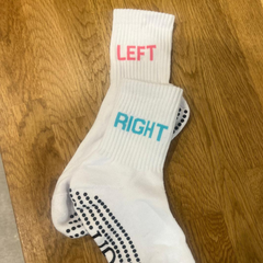LIGN White Left Right Pilates Grip Tube Socks