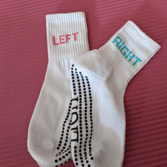 LIGN White Left Right Pilates Grip Tube Socks